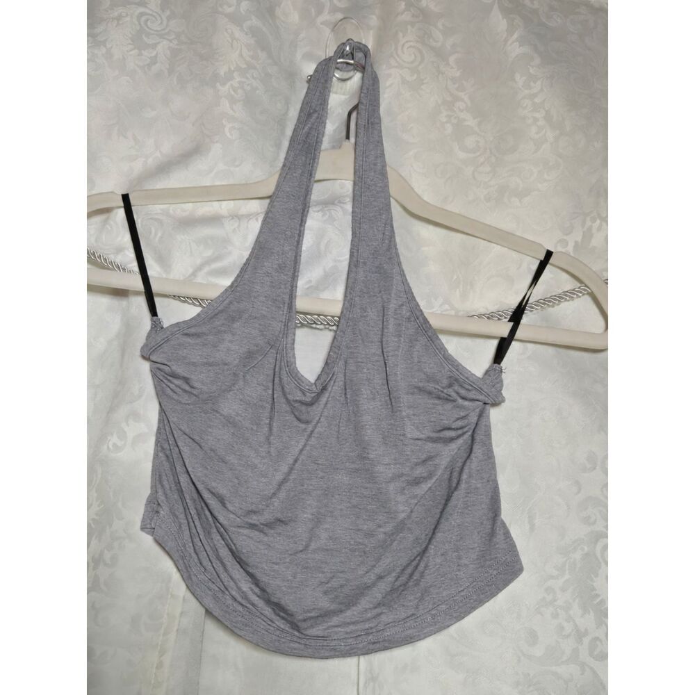 SHEIN Gray V Neck Halter Crop Top Y2K 2000s Going Out | M